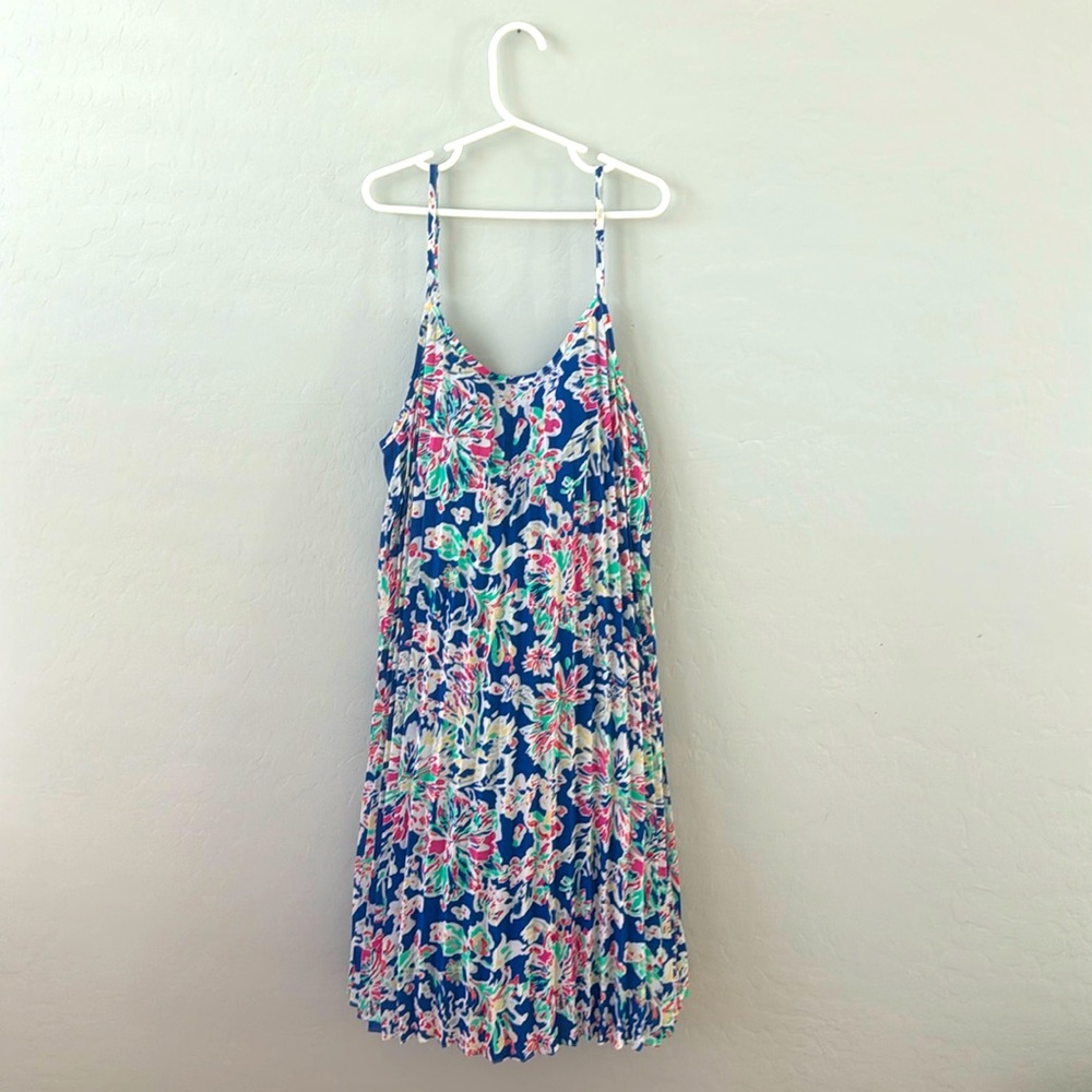 Skies Are Blue Pleated Floral Sleeveless Dress size extra small